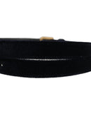 Dark Blue Velvet Gold Tone Metal Buckle Belt