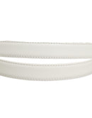 White Leather Silver Tone Metal Buckle Belt