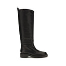 Black Calf Leather Bos Taurus Flat Boots