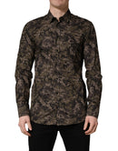 Brown Camouflage Long Sleeve Men Dress Shirt