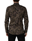 Brown Camouflage Long Sleeve Men Dress Shirt