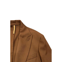 Brown Viscose Men Jacket