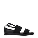 Black Fabric Flat Sandals