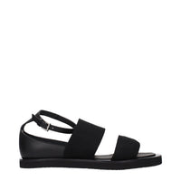 Black Fabric Flat Sandals