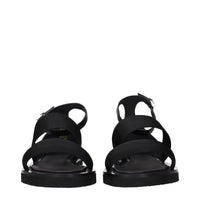 Black Fabric Flat Sandals