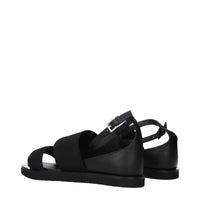 Black Fabric Flat Sandals