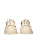 Beige Leather Low Top Sneakers