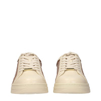 Beige Leather Low Top Sneakers