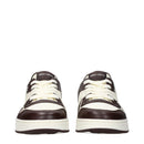 Beige Leather Low Top Sneakers