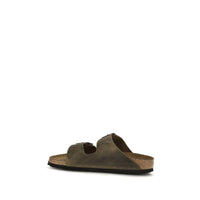 Bicolor Nubuc Leather Flat Sandals