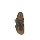 Bicolor Nubuc Leather Flat Sandals