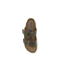 Bicolor Nubuc Leather Flat Sandals