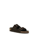 Brown Suede Leather Flat Sandals