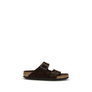 Brown Nubuc Leather Flat Sandals