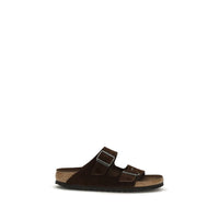 Brown Nubuc Leather Flat Sandals