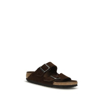 Brown Nubuc Leather Flat Sandals