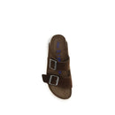 Brown Nubuc Leather Flat Sandals