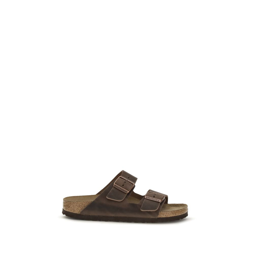 Brown Nubuc Leather Flat Sandals