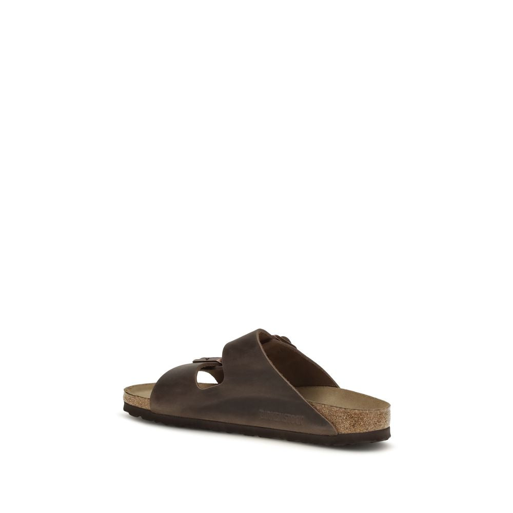 Brown Nubuc Leather Flat Sandals