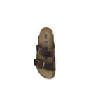 Brown Nubuc Leather Flat Sandals