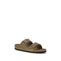 Brown Nubuc Leather Flat Sandals