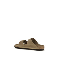 Brown Nubuc Leather Flat Sandals