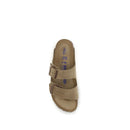 Brown Nubuc Leather Flat Sandals
