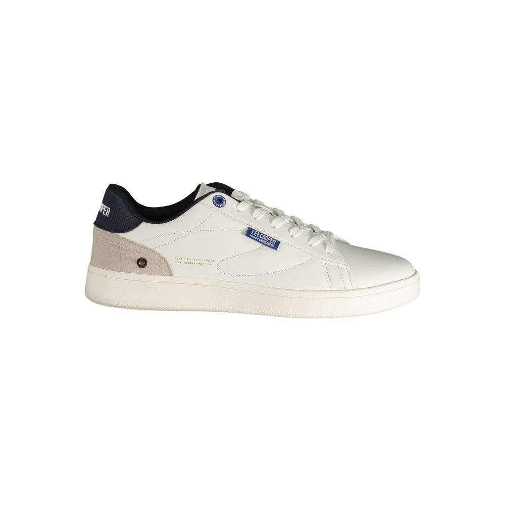 White Polyester Athletic Sneakers