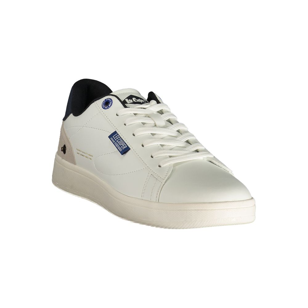 White Polyester Athletic Sneakers