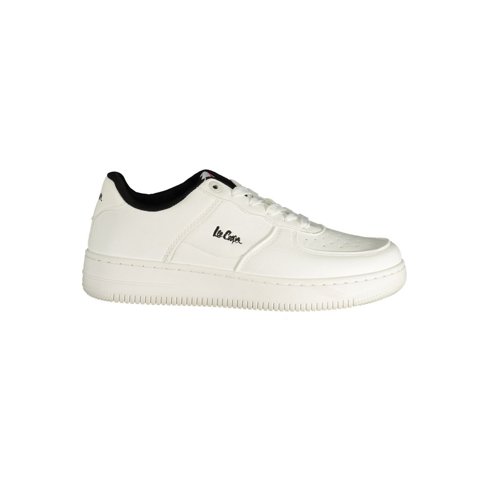 White Polyester Athletic Sneakers