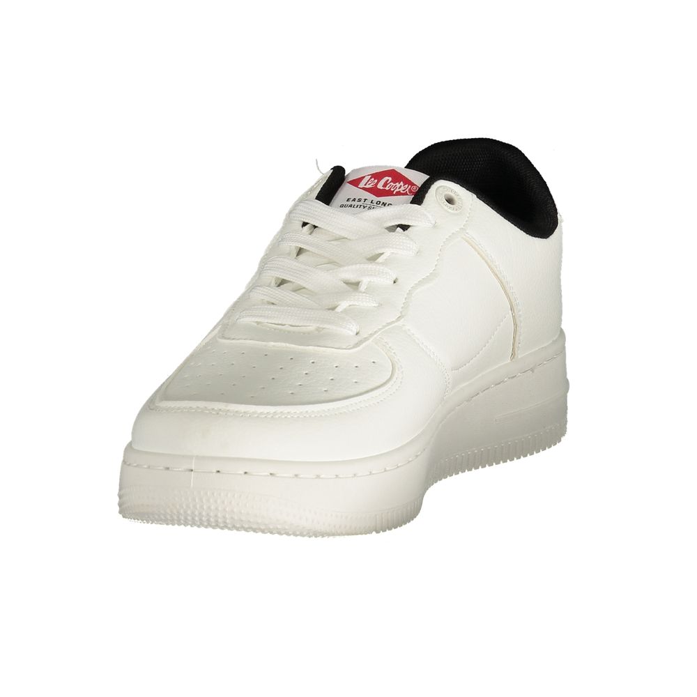 White Polyester Athletic Sneakers