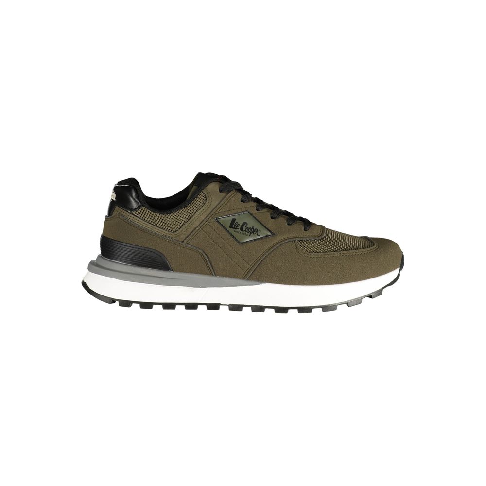 Green Polyester Athletic Sneakers