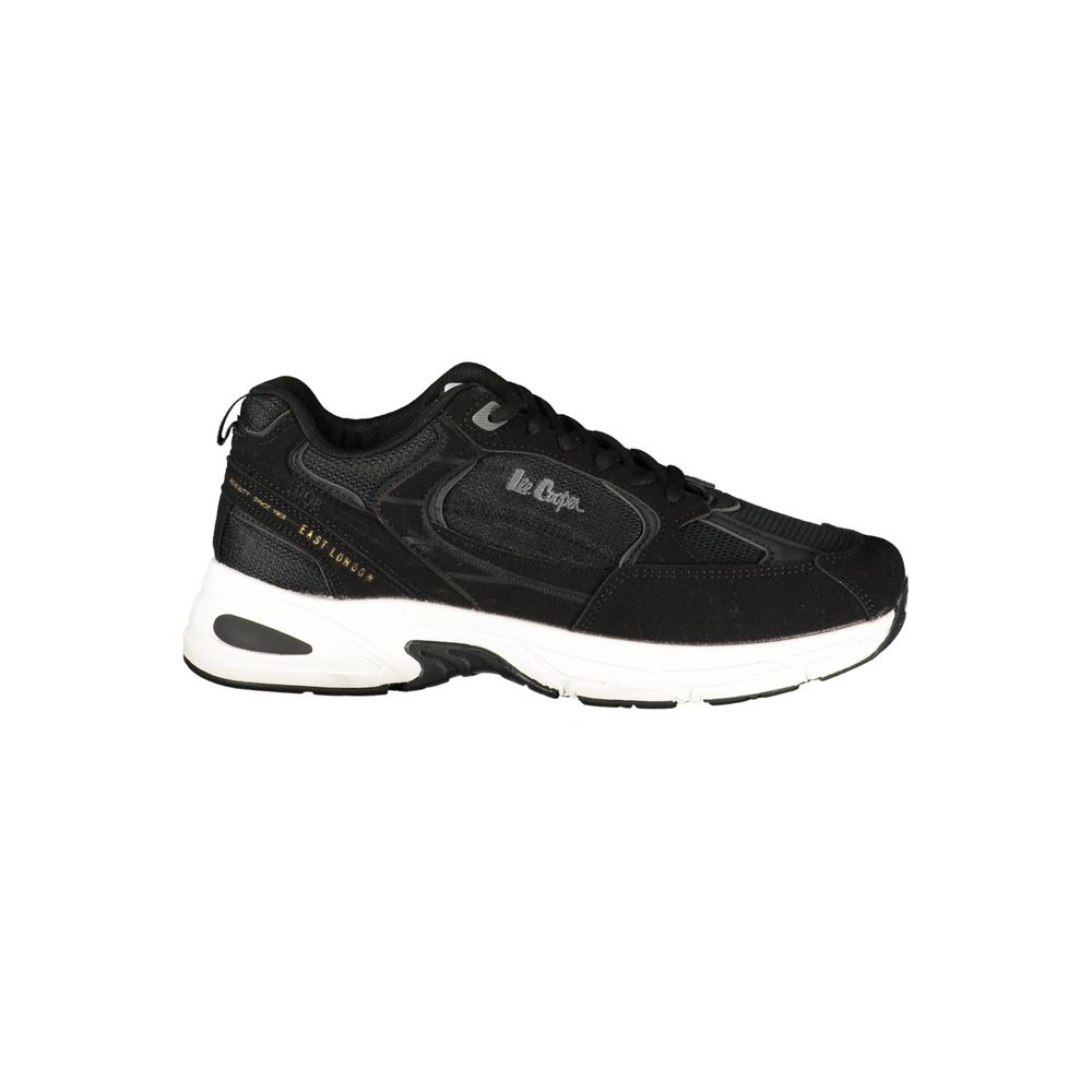 Black Polyester Athletic Sneakers
