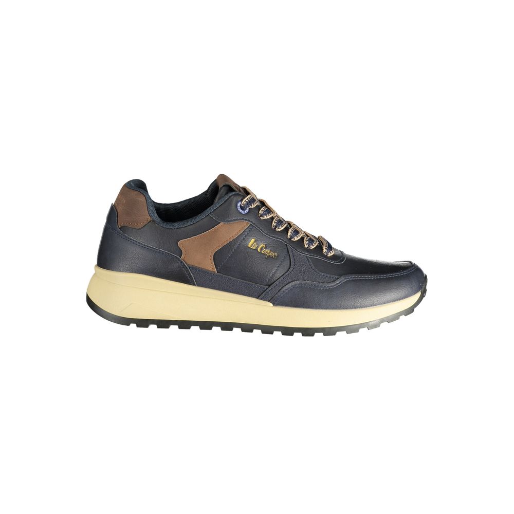 Blue Polyurethane Men Sneaker