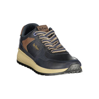 Blue Polyurethane Men Sneaker
