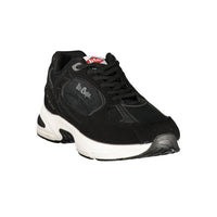 Black Polyester Athletic Sneakers