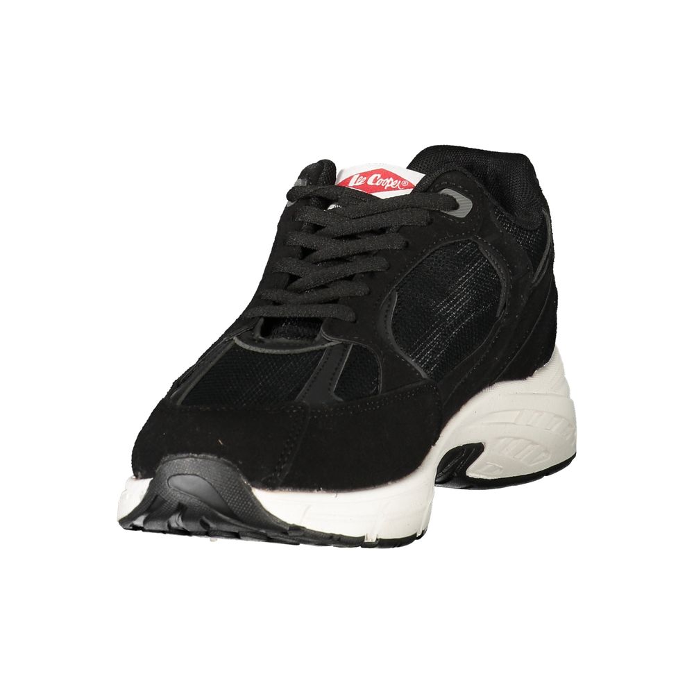 Black Polyester Athletic Sneakers