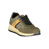 Green Polyester Athletic Sneakers