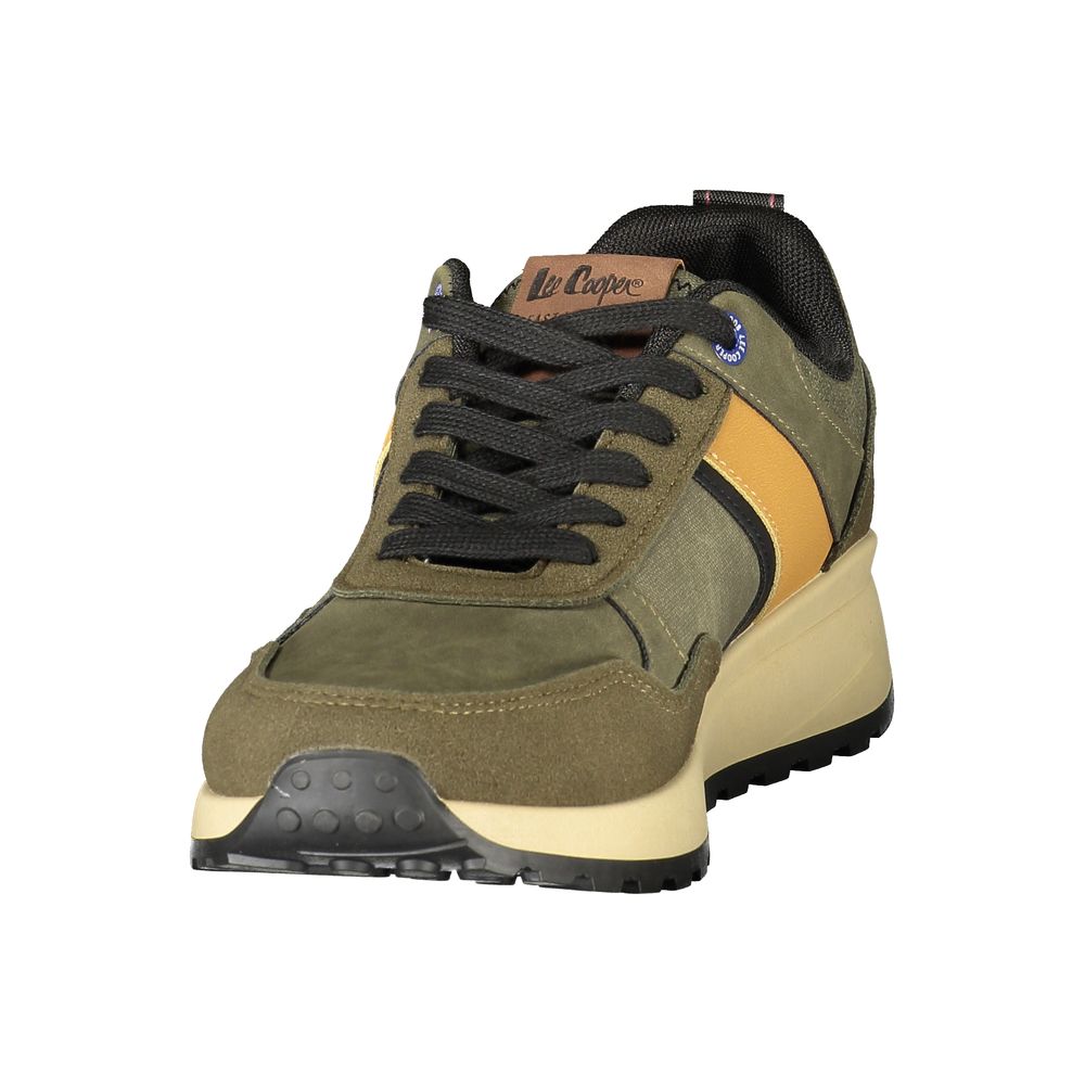 Green Polyester Athletic Sneakers