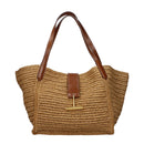Beige Raffia Shoulder Bag