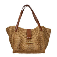 Beige Raffia Shoulder Bag