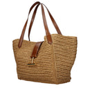 Beige Raffia Shoulder Bag
