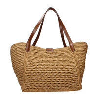 Beige Raffia Shoulder Bag