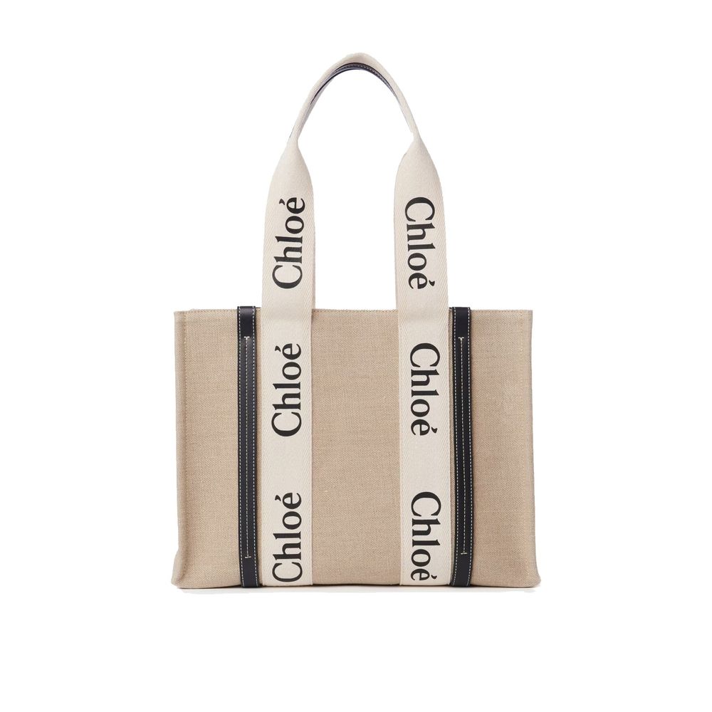 Beige Linen Tote Bag