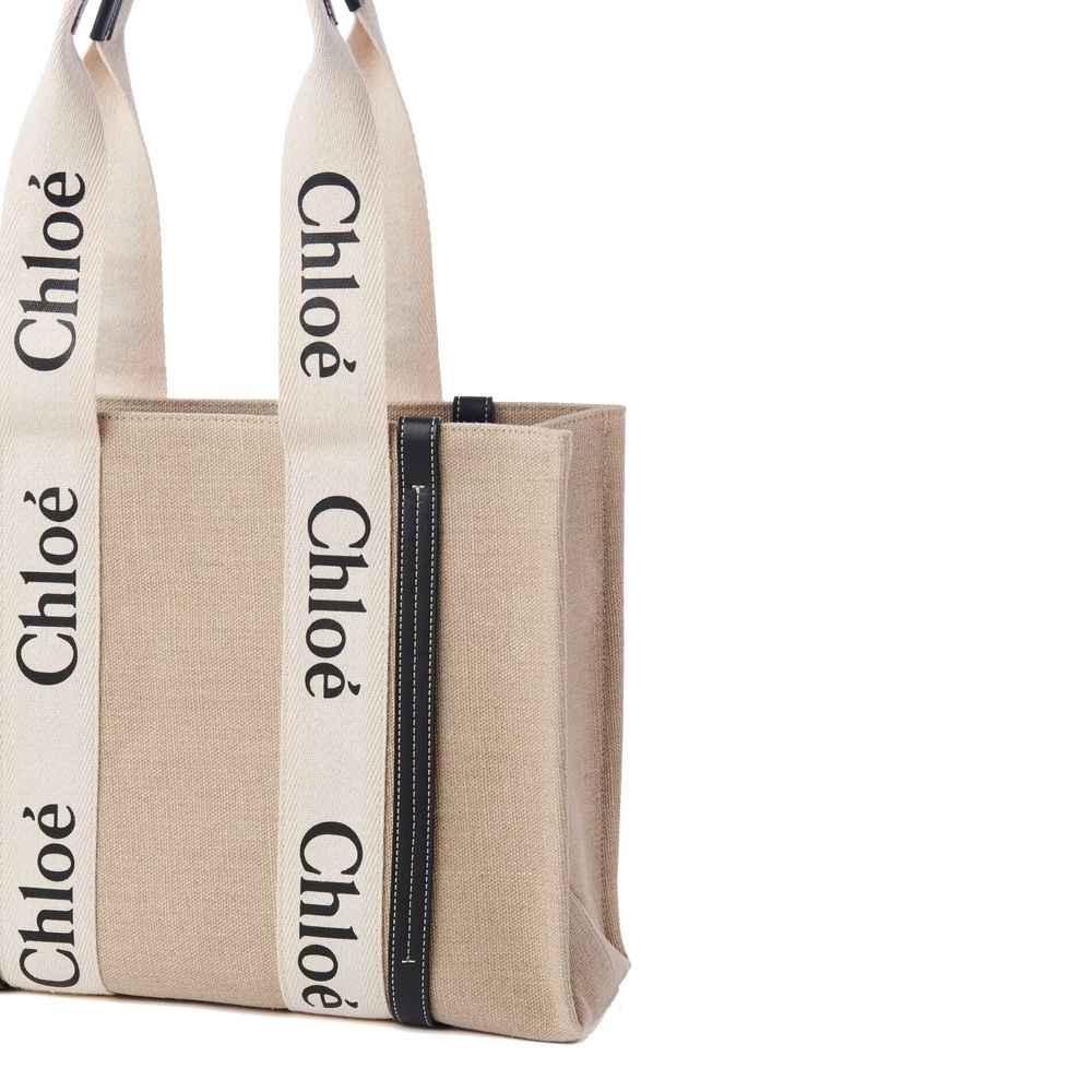 Beige Linen Tote Bag
