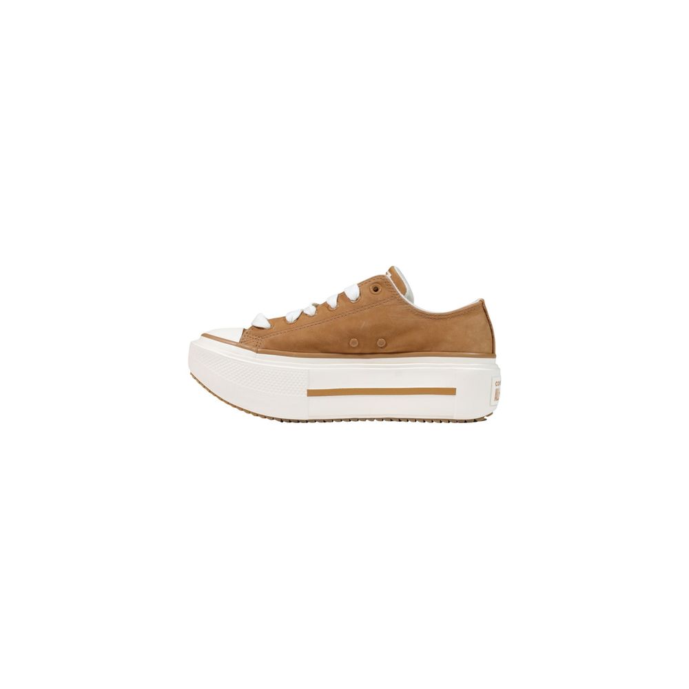 Beige Leather Platform Sneakers
