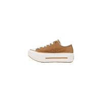 Beige Leather Platform Sneakers