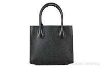 Michael Kors Mercer Medium Leather Messenger Crossbody Handbag (Black Solid)