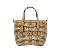 Coach Mini City Gingham Straw Tote Crossbody Bag