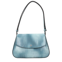 Blue Leather Shoulder Bag